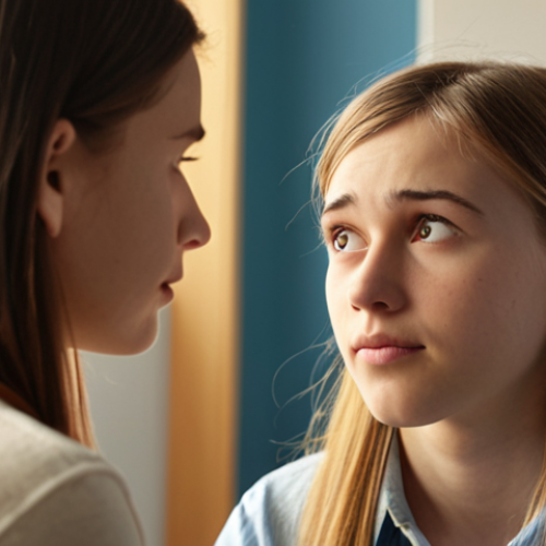 **

A close-up, empathetic counselor listening attentively to a teenage girl in a sunlit office. Soft, warm lighting, emphasizing the counselor's caring expression and the girl's vulnerability. Background slightly blurred, suggesting a safe and confidential space. Focus on non-verbal communication, illustrating active listening and trust. Consider adding elements symbolizing overcoming communication barriers like interconnected puzzle pieces.

**