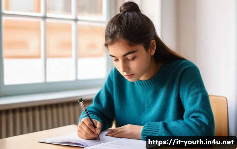 청소년상담사 실기시험 준비를 위한 자료 추천 - **Prompt:** A focused young adult student, appearing to be in their early twenties and of gender-neu...