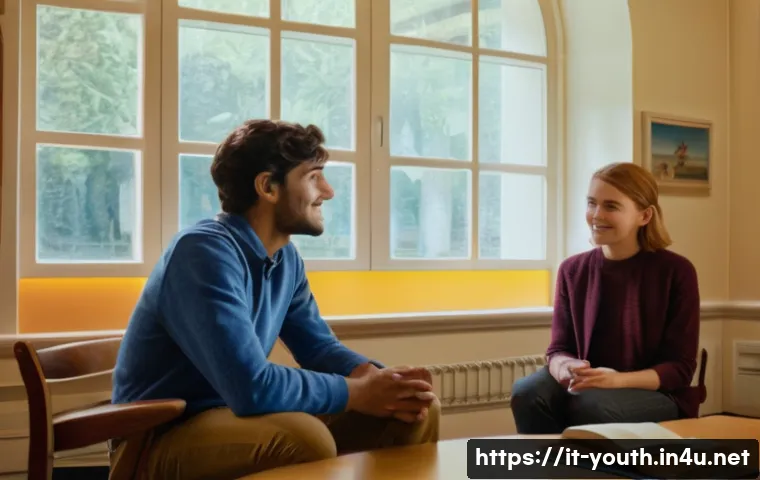 청소년상담사 실습 중 발생할 수 있는 문제 - A warm, inviting counseling room scene featuring a young Italian adolescent sitting comfortably acro...