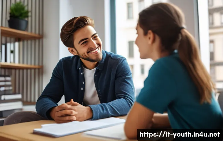 청소년상담사 실기시험 대비 체크리스트 - A warm and professional counseling session between a young Italian counselor and a teenage client in...