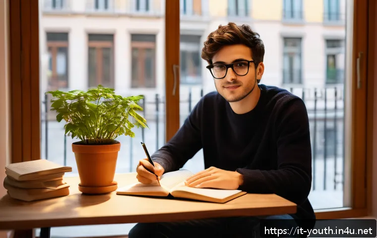청소년상담사 자격증 공부 스케줄 세우기 - A cozy, well-lit study room in a modern Italian apartment, featuring a young adult with dark hair we...