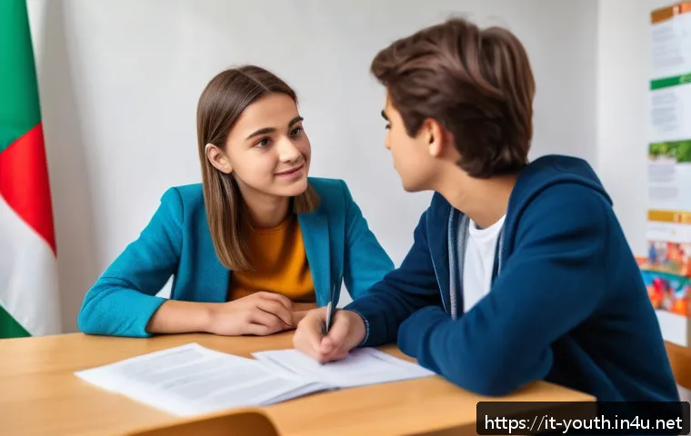 청소년상담사 자격증과 관련된 트렌드 분석 - A professional adolescent counselor conducting a supportive session in a bright, modern counseling o...