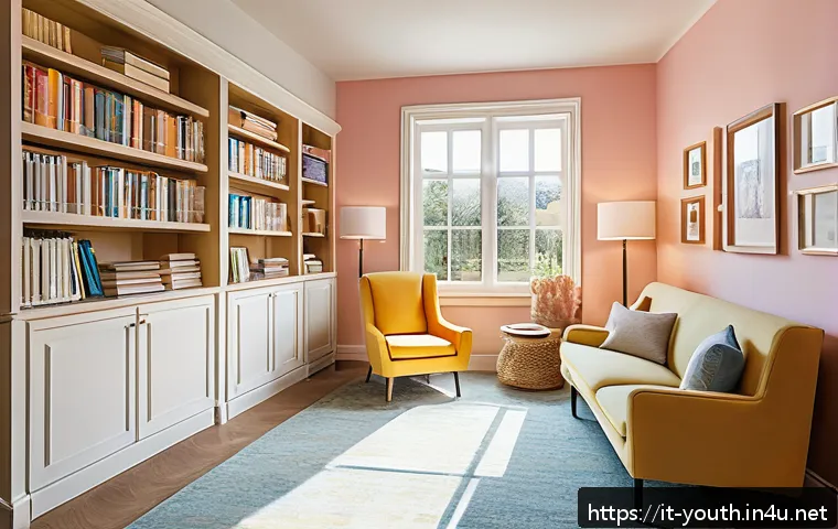 청소년상담사로서의 직업적 정체성 - A warm, inviting therapy room designed for adolescent counseling in an Italian setting, featuring so...