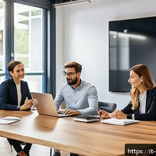 청소년상담사로서 직업 만족도를 높이는 방법 - A modern Italian office environment featuring a diverse team of young professionals engaged in an op...