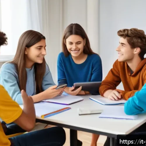청소년상담사 직무의 장단점 - A compassionate professional counselor engaging attentively with a diverse group of Italian teenager...